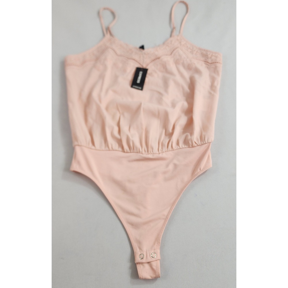 Express Blouse Bodysuit Womens XS 31445252 Stretch Peach Pink Sleeveless Lace